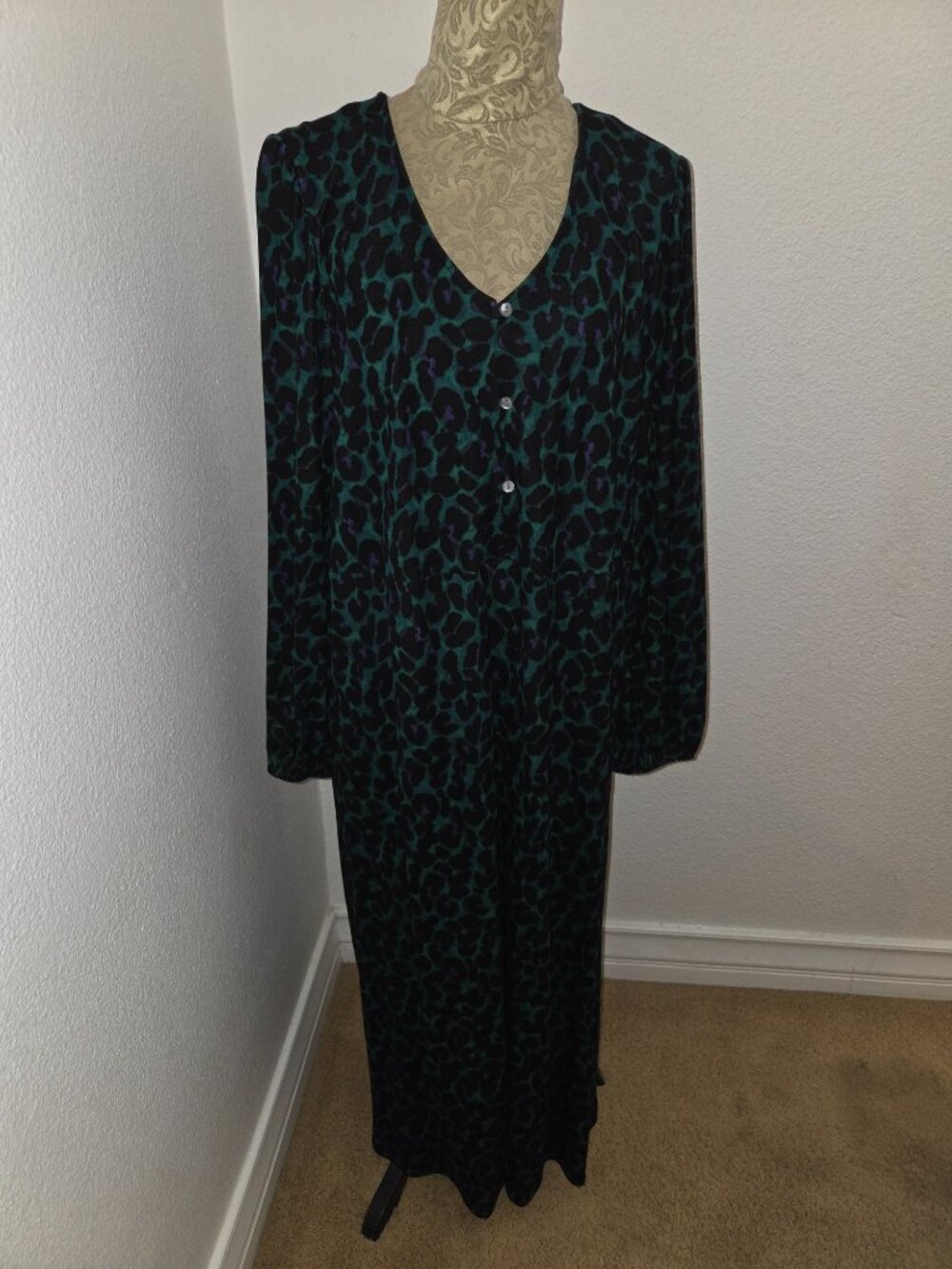 J.Jill Lightweight Ponte Knit Dress Green Black